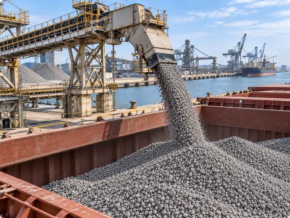 Bulk cement clinker stockpile for export