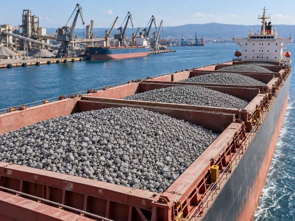 Bulk carrier transporting clinker for international trade