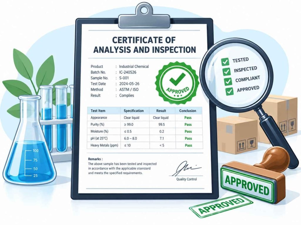 Certificate of Analysis and Inspection